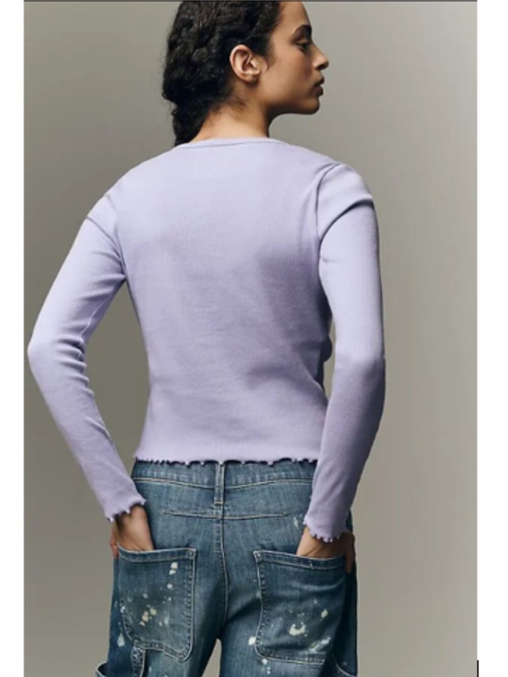 Pilcro Long-Sleeve Ruffle-Hem Cardigan in Crocus Bloom - Size X-Small - NWT - Picture 4 of 9